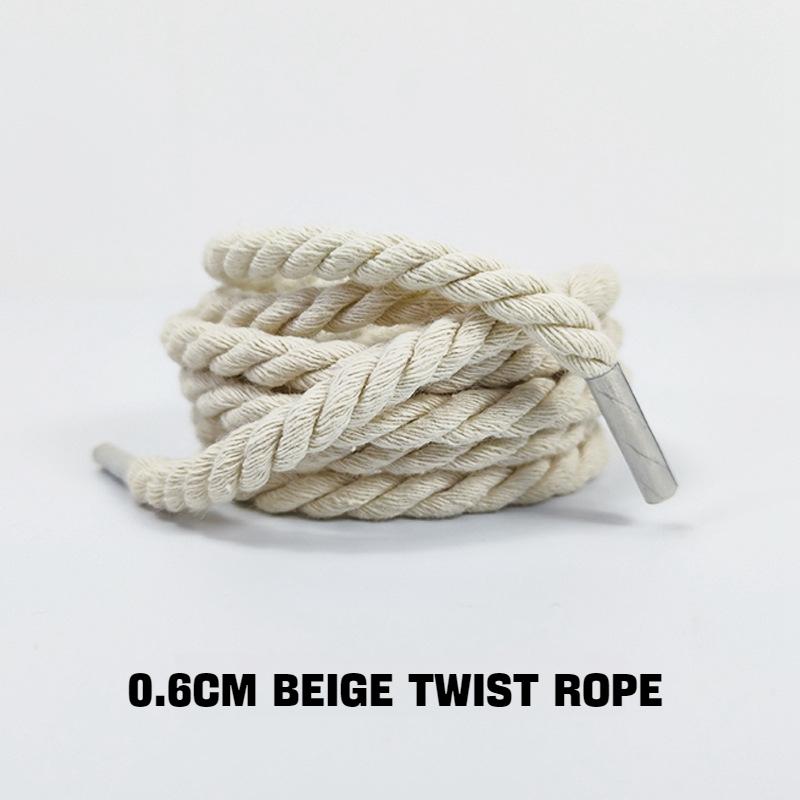 Round Shoelaces AF1/AJ1 0.6CM Thicker Cotton Shoelace Twisted Rope Laces Sneakers Boots Shoe laces for Shoes 120/140/160CM 1Pair