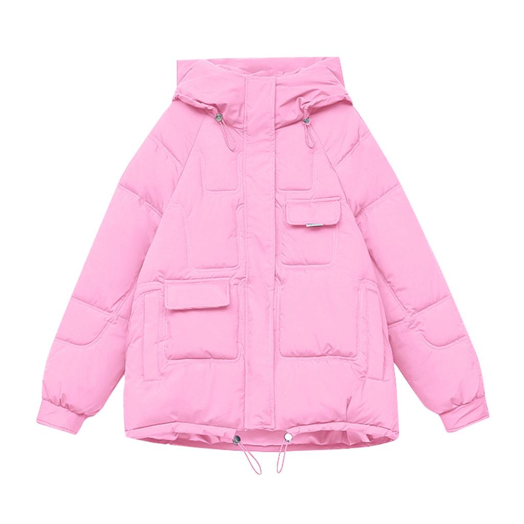 Dámská zimní teplá bavlna s mnoha kapsami a bavlněnou bundou Aipper s kapucí