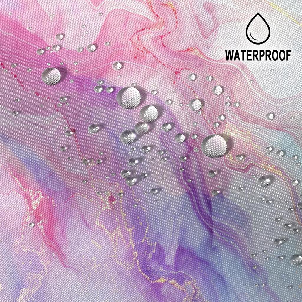 Colored marble shower curtain abstract pink purple blue fluid ink art texture lines modern luxury fabric shower curtain