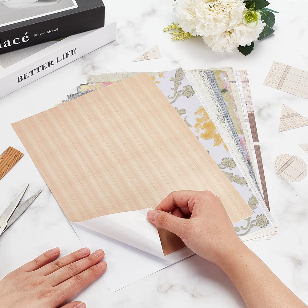 OLYCRAFT 12 Sheets, 12 Colors Dollhouse Wallpaper, Wall Stickers, Light Colors, Paper, Self-Adhesive, DIY Dollhouse Decoration, Craft, Home Decor,