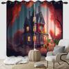 Halloween Castle Blackout Curtains Horror Theme Halloween Eve Home Decor Window Grommet Curtains with Blackout Layer Set of 2