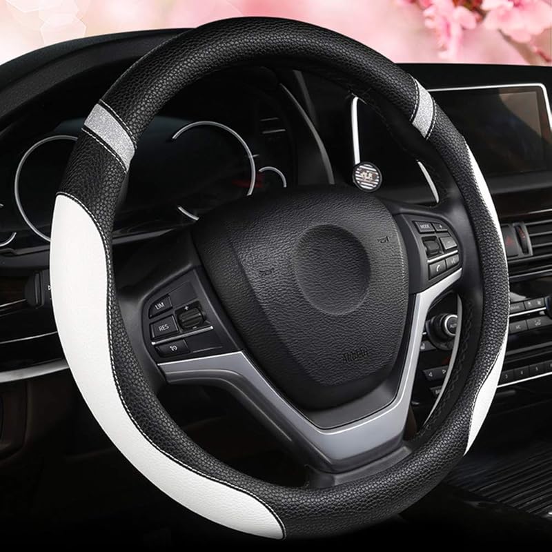 Steering Wheel Cover For Car Leather Universal Steering Wheel Covers For Men Women Fit Cars SUV Truck Pickup 15Inch (Beige)