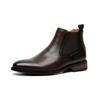 Brand Leather Men Mid Top Chelsea Boots Designer Italy Dress Boots Men Casual Warm Plush Business Ankle Boots
