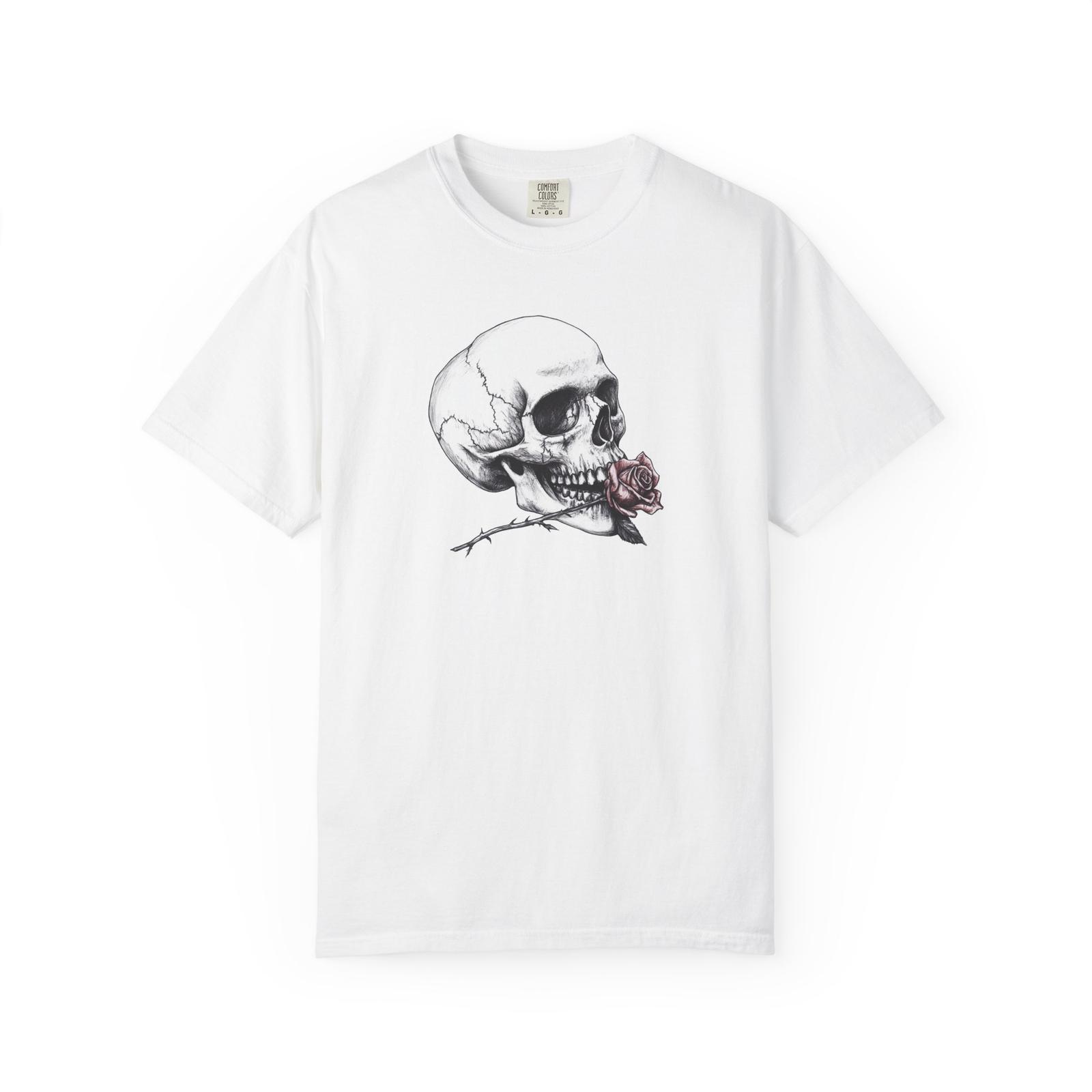 Rose Skull Graphic Tee, Skull with Rose Shirt, Rose Skull T-Shirt S