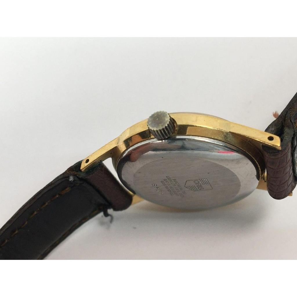 Used D1039 Rare Working Item Oris Vintage Manual Winding Men's Watch 6589 Gold Dial