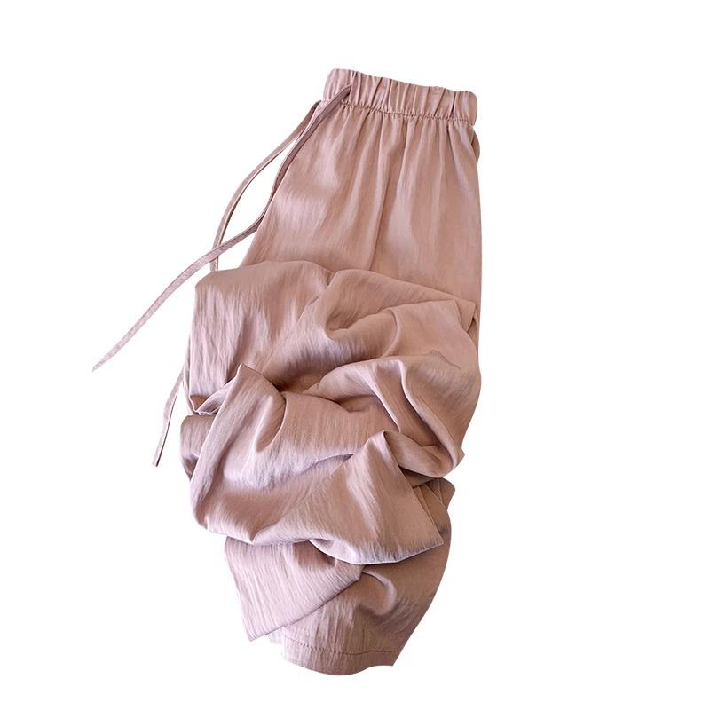 Women's Textured Pleated Tencel Cotton Wide Leg Pants