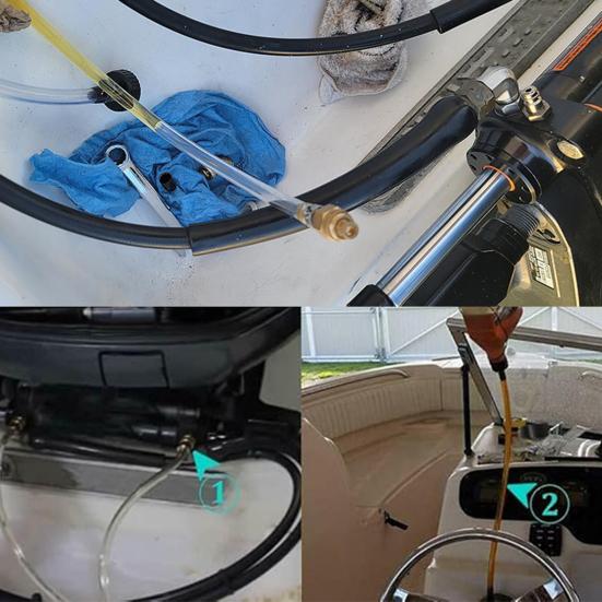 Hydraulische Lenkung Entlüftungskit Leckresistent Schnellanschluss Universal Hydrauliklenkflüssigkeit Einfüllschlauch-Kit Bootswerkzeug
