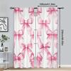 2 Pcs Pink Bow Print Curtains,suitable for Bedroom,living Room Kitchen Decoration,home Decoration,window Decoration