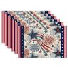 Spring Vintage Bird Placemats Set of 6, Chinoiserie Flower Linen Place Mat Washable Stain Resistant Table Mats for Farmhouse Kitchen 12x18 Inch