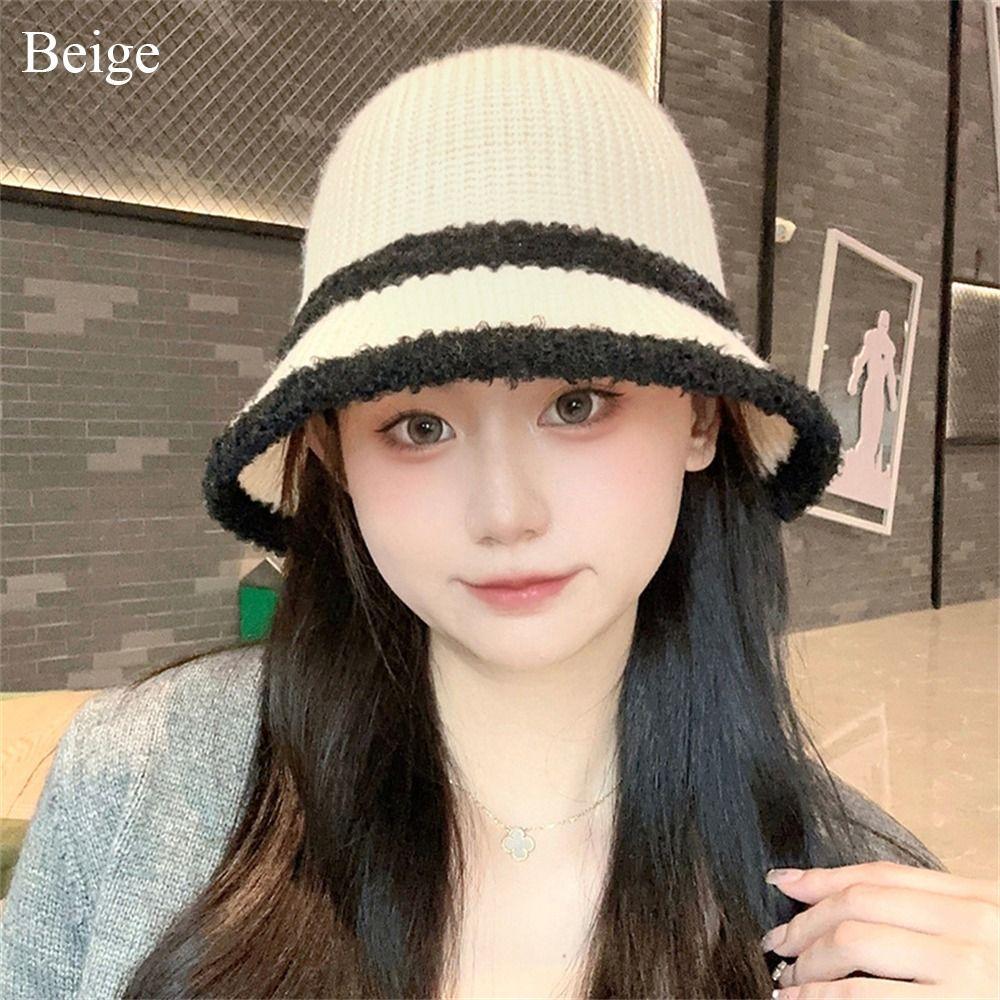 Keep Warm Bucket Hat Knitted Panama Cap Casual Basin Hat  Winter Outdoor