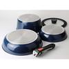 Pearl Metal 5-Piece Frying Pan and Pot Set, Induction Compatible, Dark Blue, Diamond Coat, Removable Handles, HB-3975