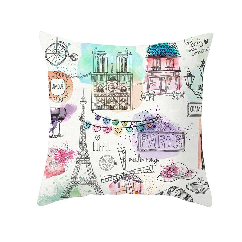 Notre Dame Cathedral French Landscape Pillow Cover European Print Cushion Waist Pillow Cover