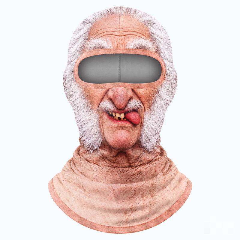 Смешная Маска-Балаклава для Старика с 3D-Печатью, Реалистичный Шлем на Все Лицо, Защита от Пыли для Езды на Велосипеде, Катания на Лыжах, Хэллоуина, Розыгрышей