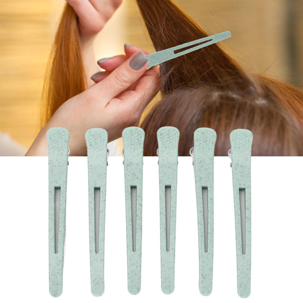 6 Stück Entenschnabel Haarstyling-Klammer Professionelle Tragbare Salon-Abteilungs-Haarklammer für Frauen Mädchen Grün