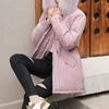 Lässige, warme, vielseitige, einfarbige, dicke Baumwollmanteljacke für Damen mit großem Kragen