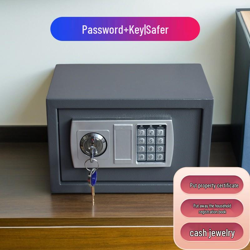 

Secure Mini In-Wall Safe: Double-Lock, Anti-Theft, Password-Protected for Home or Office Storage. Single-lock Black 23*17*17cm (Passbook)