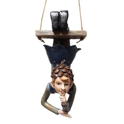 Harz Schaukel Feenstatue Baum Hängeornament Schwingende Figur Dekor für Außengarten Hof