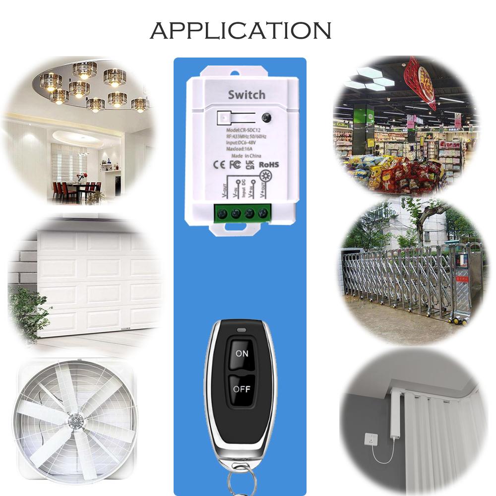 RF 433 Mhz Universal Wireless Switch Remote Control Switch DC 12V 24V 30V 48V Relay Mini Receiver for Light