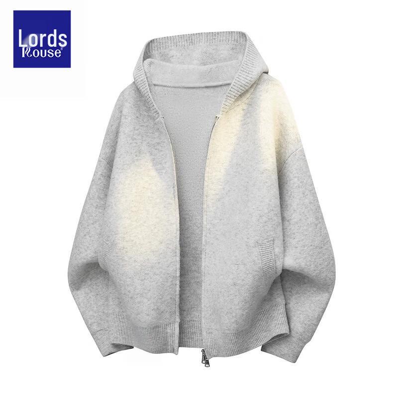 Herren Premium Amerikanischer Stil Übergroßer Strick-Hoodie-Cardigan