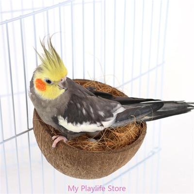 Vogelnest Papagei Kokosnussschale Nest Haus Vogelkäfig Hängendes Bett Kleiner Vogelkäfig Spielzeug Schlafplatz für Wellensittiche Nymphensittich