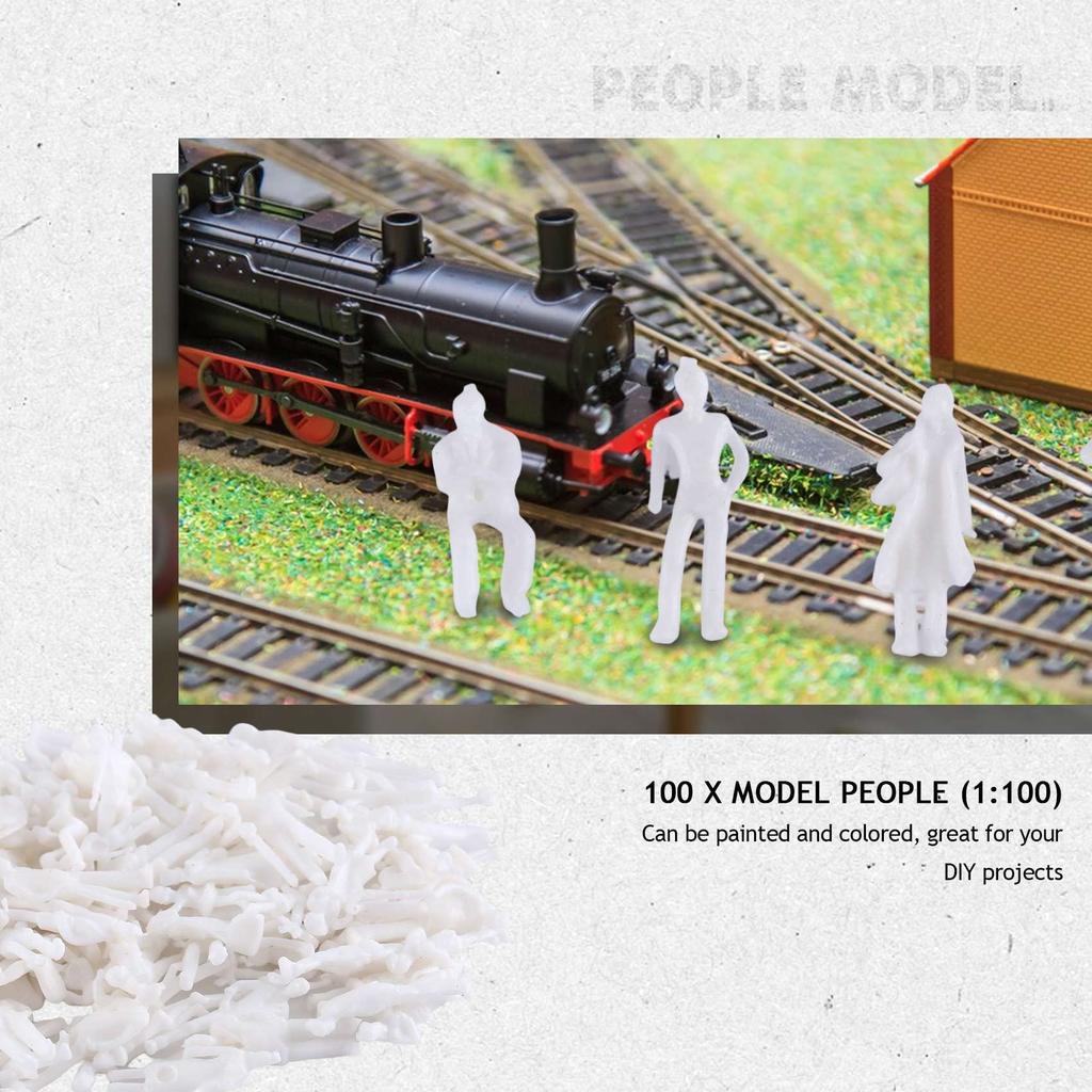Dovhmoh 100pcs HO Scale 1:100 White Model People and Train Figures, Unpainted