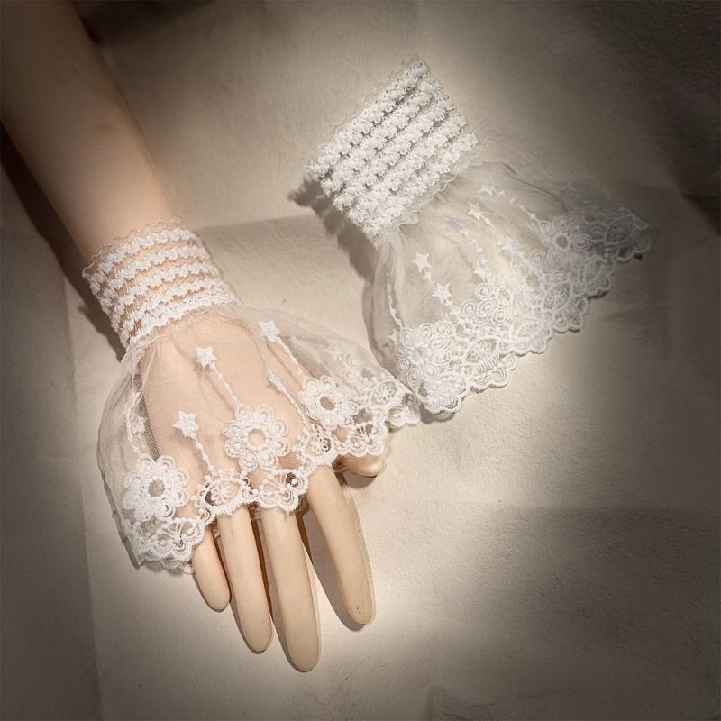 Elegant Lace Arm Sleeves Nylon Wrist Cuffs Faux Sleeves For Women And Girls Daily Outfit and Formal Dress Enhancement