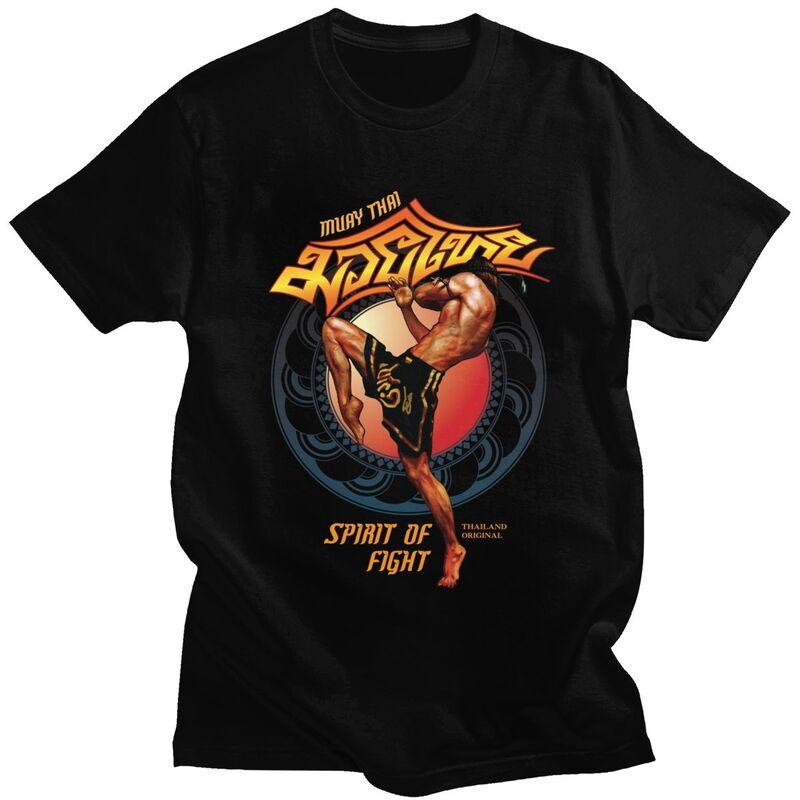 

Custom Muay Thai T Shirt for Men 100% Cotton Tshirt Fashion Tees Thailand kickboxing Spirit of Fight T-shirts - Men s Summer ... S разноцветный