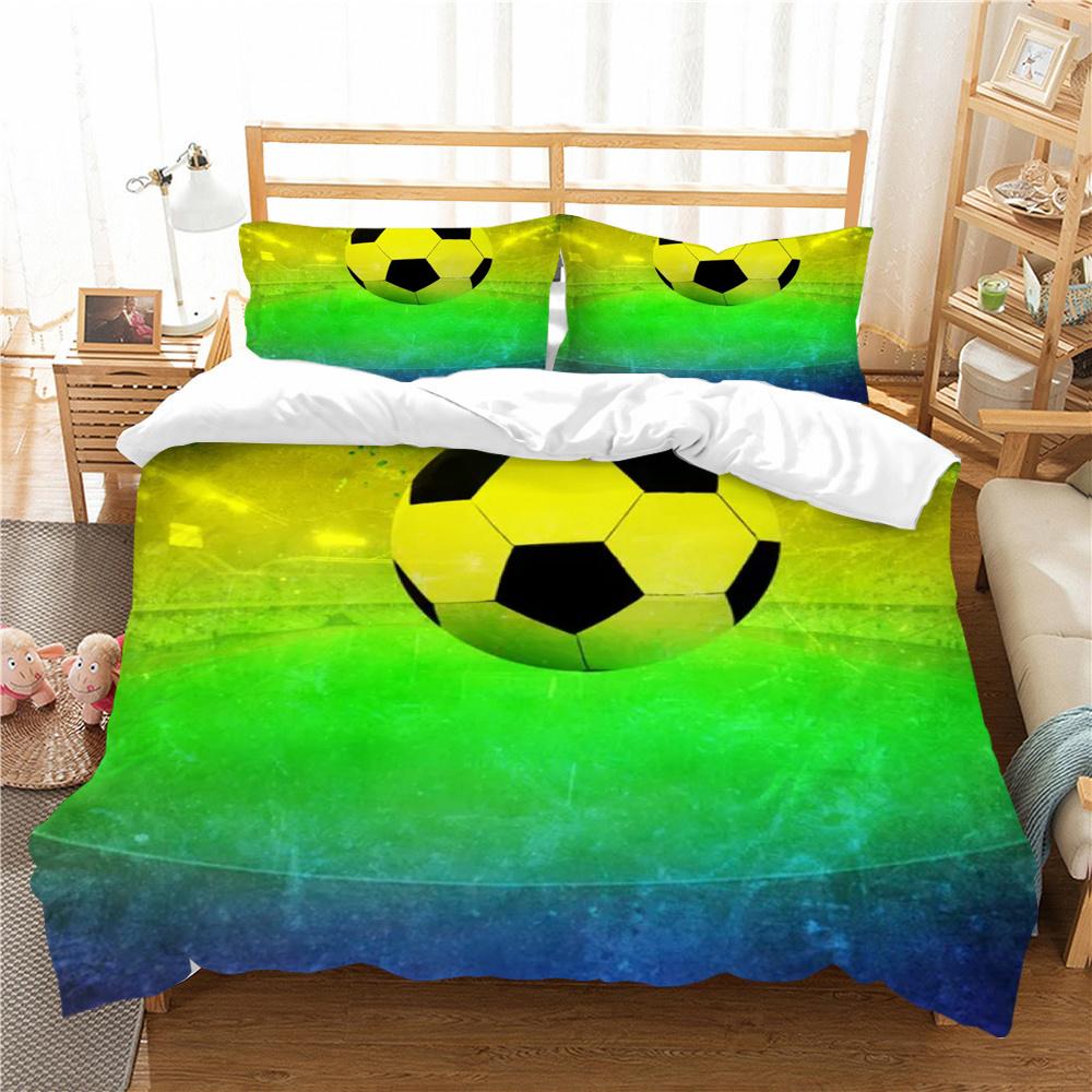 

Постельное белье, костюм с 3D футбольным принтом, домашнее постельное белье, королевский размер, для мальчиков и мужчин, для детей-подростков, роскошный комплект пододеяльников EU Single 135x200cm
