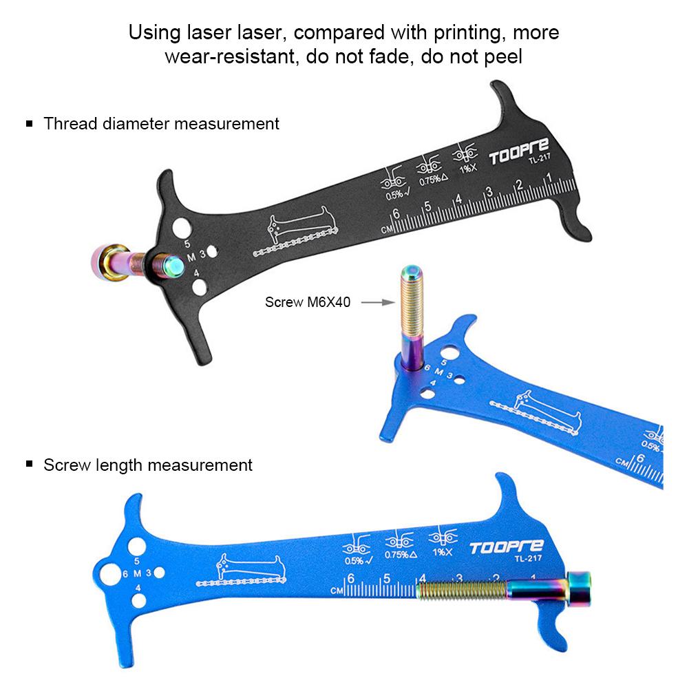 Bicycle Chain Wear Indicator Ruler Stainless Steel Mountain Road Bike Chain Gauge Measurement Checker Screw Diameter Repair Tool