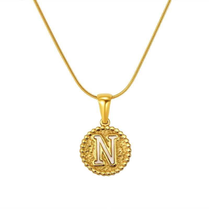 European and American Stainless Steel Letter Necklace for Women - Versatile Titanium Steel Hammered Pendant Jewelry Fashion