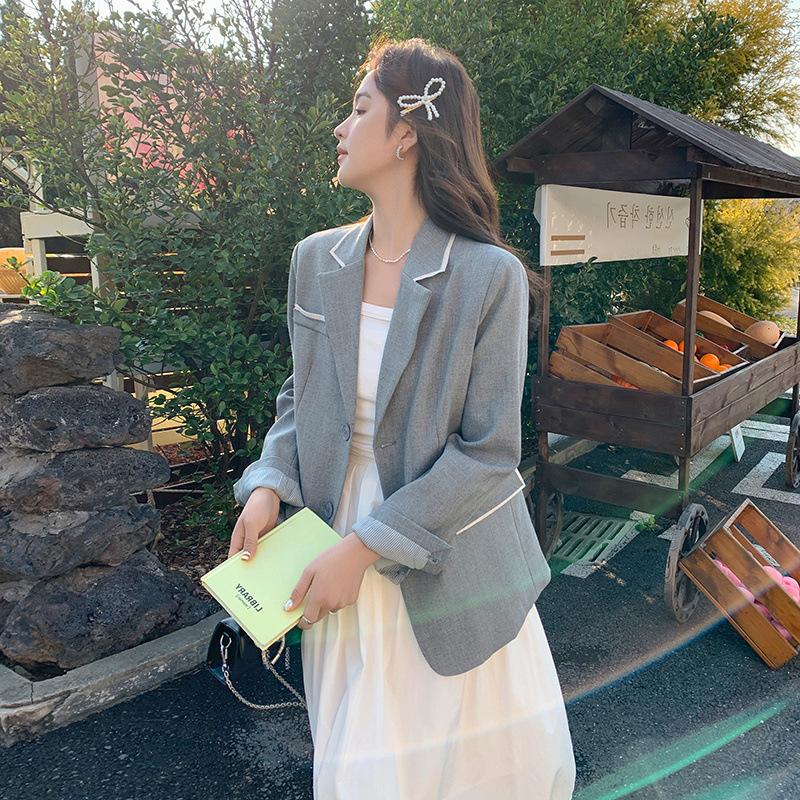 Design generujący włosy szary temperament mała marynarka wiosenna nowa prosta codzienna marynarka