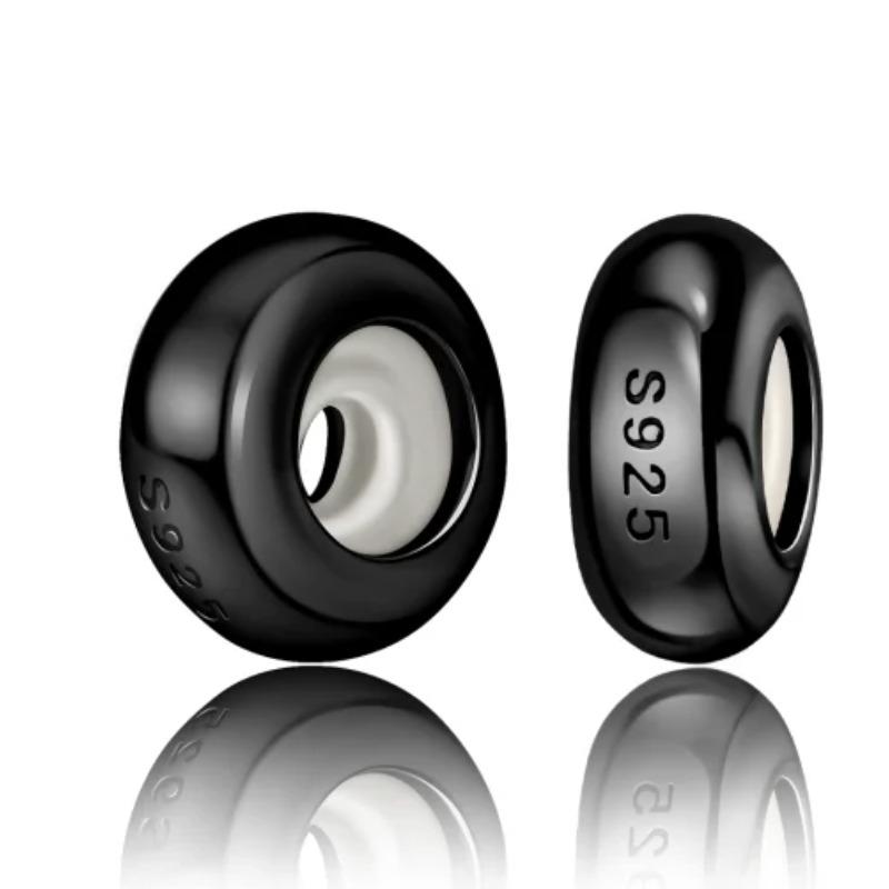 

925 Silver Colorful Round Simple Silicone Spacer Beads Charm Clips for DIY Bracelet Jewelry Making