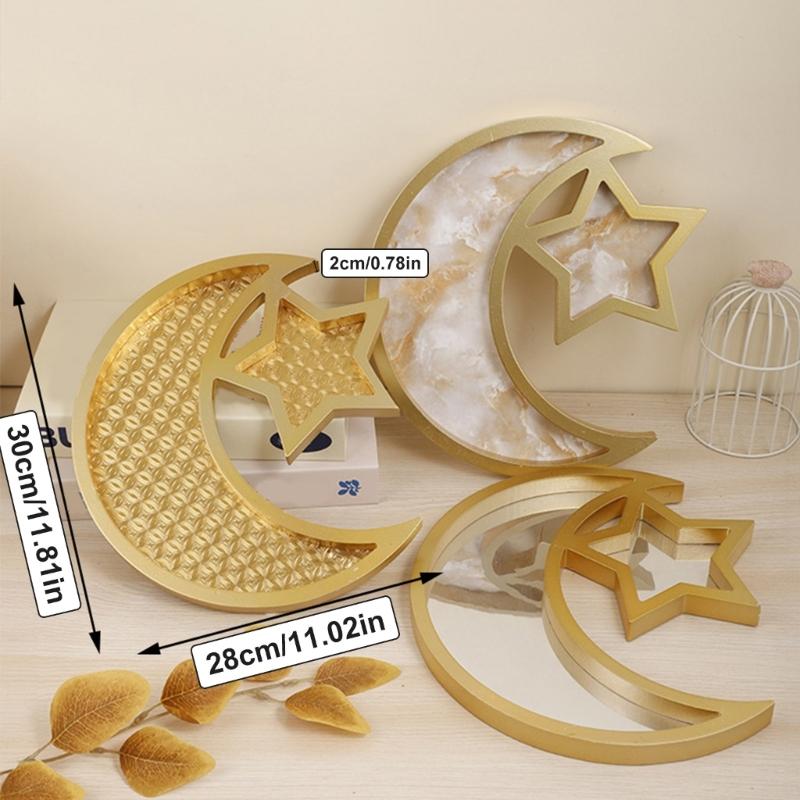 Elegant Eid Tray with Star and Moon Shape Eid Home Accessories Perfect for Eid Celebration and Home Decorations