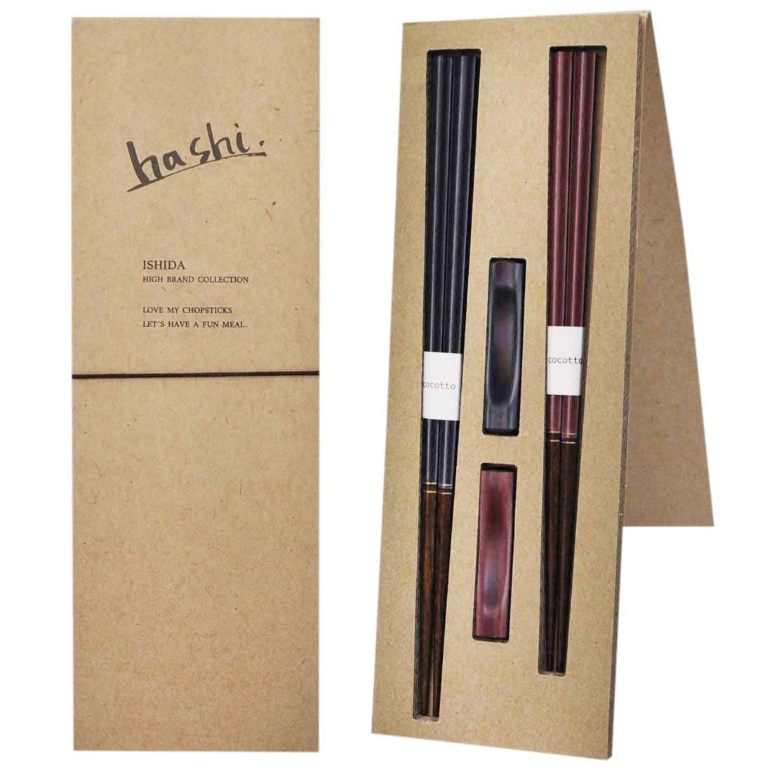 Ishida Escudo Ethical Chopsticks with Chopstick Made in 60193 Box, Couple s Rests, Japan,