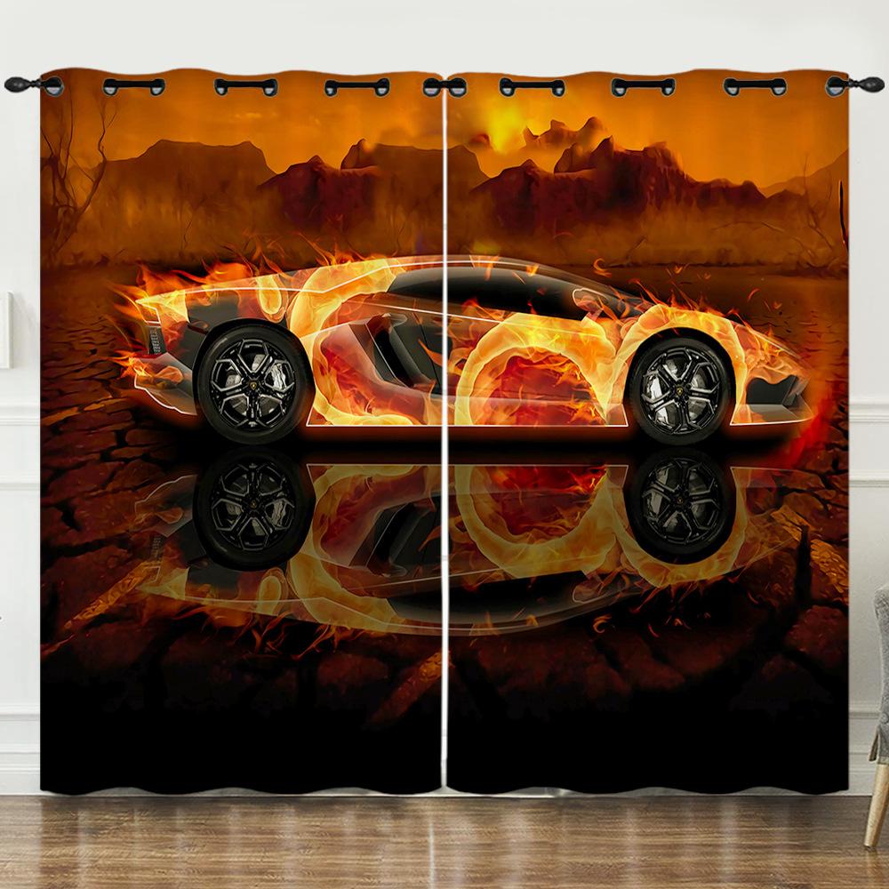 Curtain Race Racing 3D Digital Printing Blackout Curtain Punching