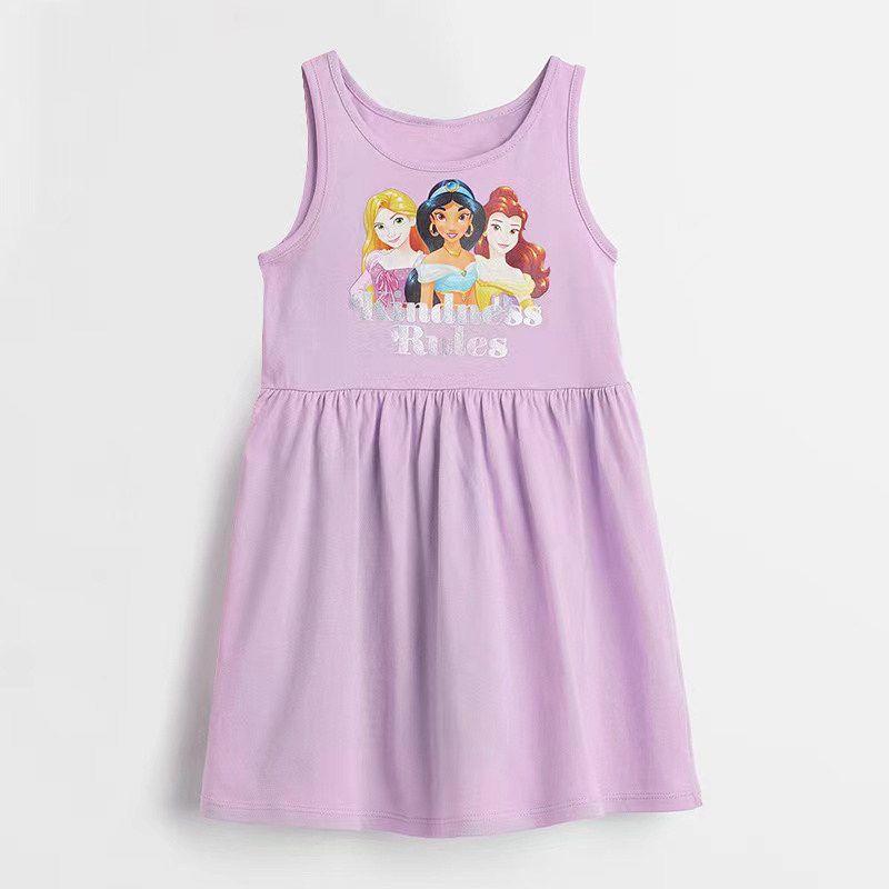 Brand Children s Clothing Princess Dress Girls Off-Shoulder Sleeveless Vest Dress for Young Children Summer Wear Children s Purple Dress Trendy Light Purple 2t/90 Size Recommended Height 85-90cm