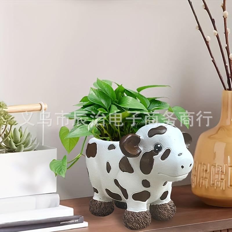 

Cute and delicate bovine resin succulent flowerpot crafts can be used indoors in courtyard gardens