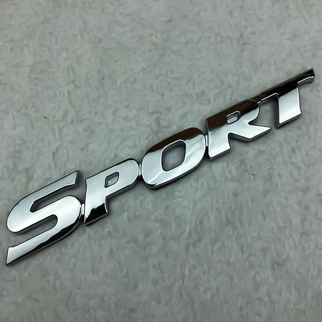 Emblema Cromato 3D "SPORT" - Adesivo Riflettente Metallico per Portiera Auto, Adatto per Styling e Decorazione del Veicolo, Emblema Sportivo per Auto|Emblema Moderno per Auto