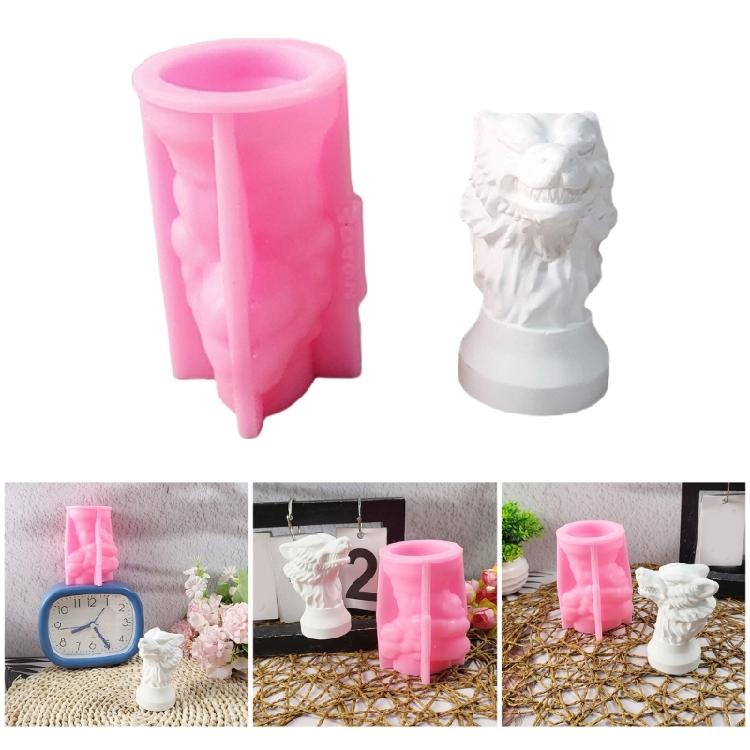 3D Wolf Head Figurine Silicone Candle Molds Epoxy Resin Silicone Molds for Handmade Candle Soap Gypsum Silicone Molds