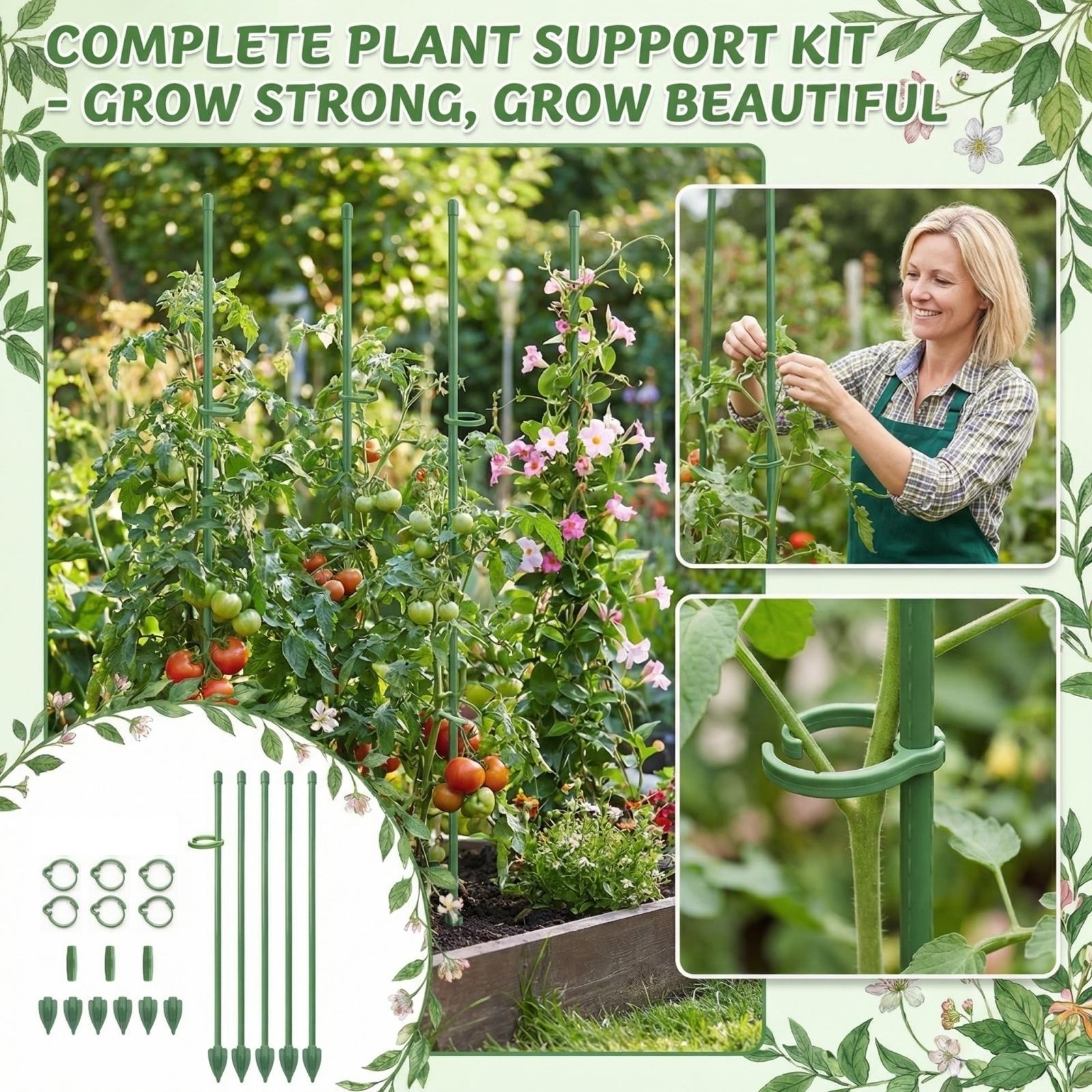 

14-inch Plant Support Pole With Clips, Height Adjustable, Suitable For Indoor Monstera Deliciosa, Tomatoes, And Other Potted Plants And Flowers. One Size чёрный