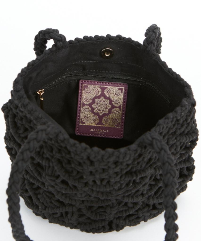 Maia Handcrafted Macrame Shoulder & Tote Bag - Black
