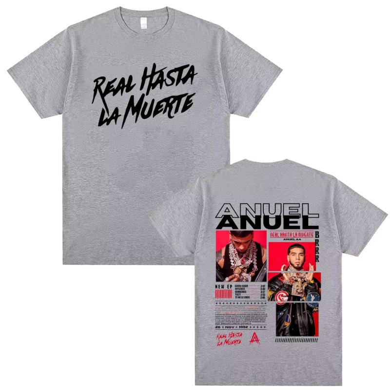 Rapper Anuel AA Real Hasta La Muerte Tour 2025 T Shirt Unisex Women Hip Hop Oversized Tshirts Unisexs Casual Cotton Vintage T Shirts