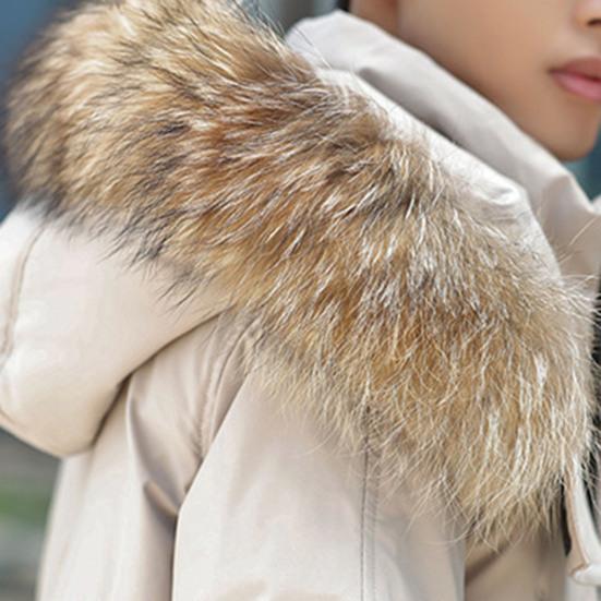 Men Down Jacket Fur Collar Hooded Long Sleeve Solid Color Winter Coat Zipper Placket