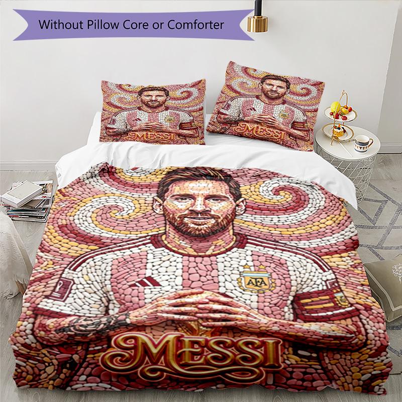 Messi Lionel Messi Football Legend Personalized Name Bedding Set,Soft Bed Linen for Bedroom Home Decoration,Perfect Gift for Football Fans,Breathable