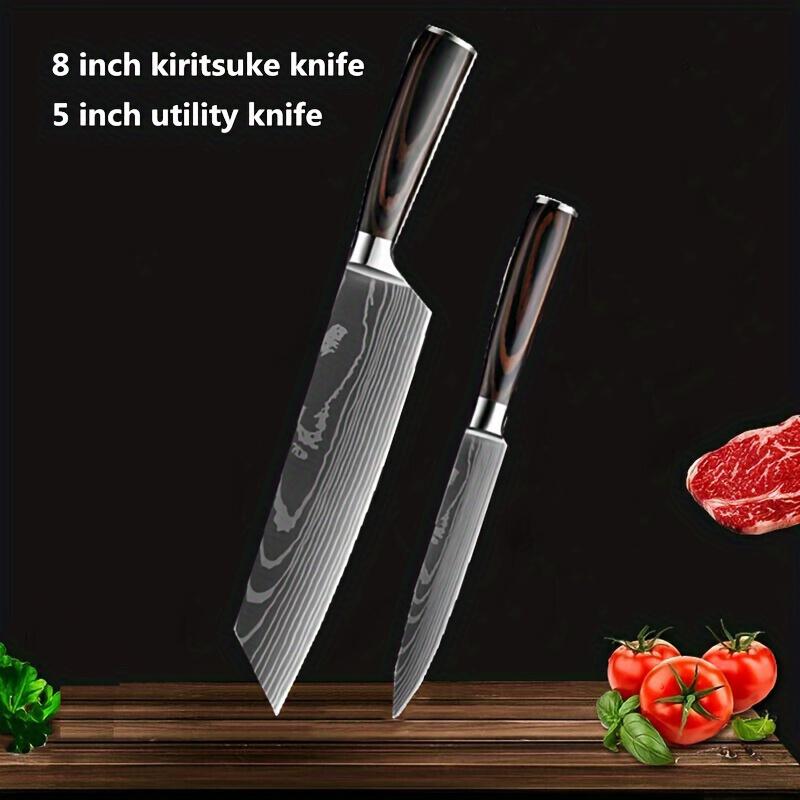 

Набор ножей 2 шт. Профессиональные кухонные ножи из нержавеющей стали, японский шеф-повар, эргономичная деревянная рукоятка, подарок для готовки для папы, мамы
