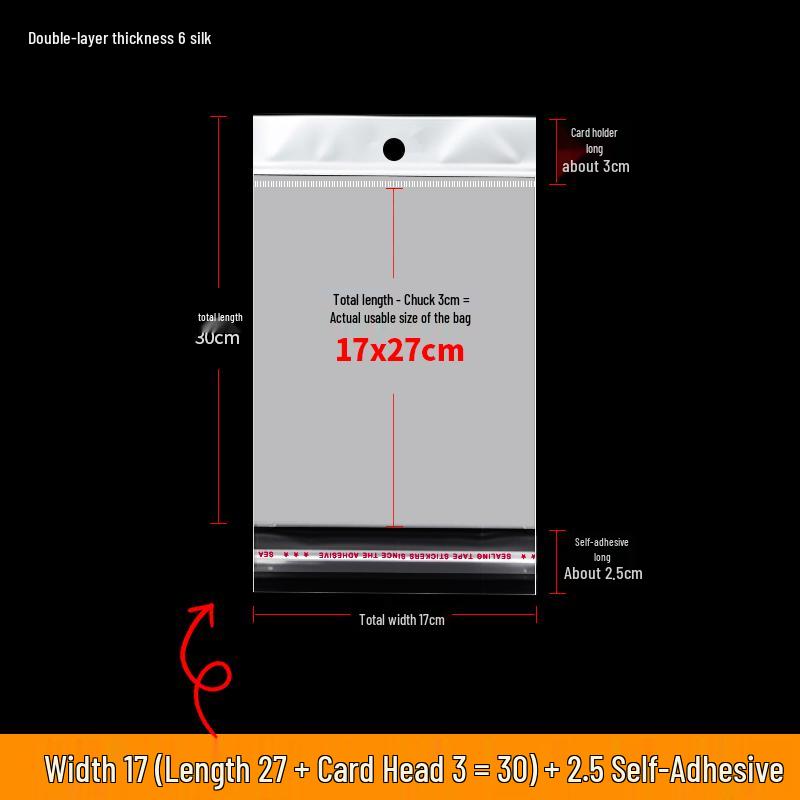 Self-Adhesive Transparent Jewelry Earring Bags with Header and Hanging Hole