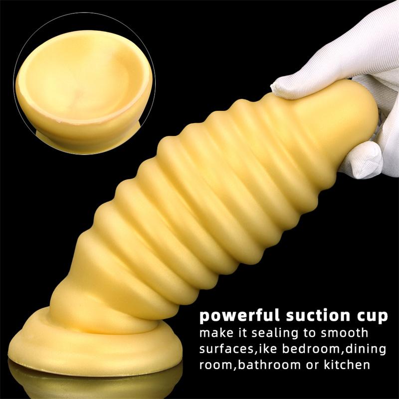 Goldenes Silikon, weich, extra groß, super dick, mit Saugnapf, Anal-Expander, Anal-Plug, Anal-Fisting, hinterer Anal-Masturbator