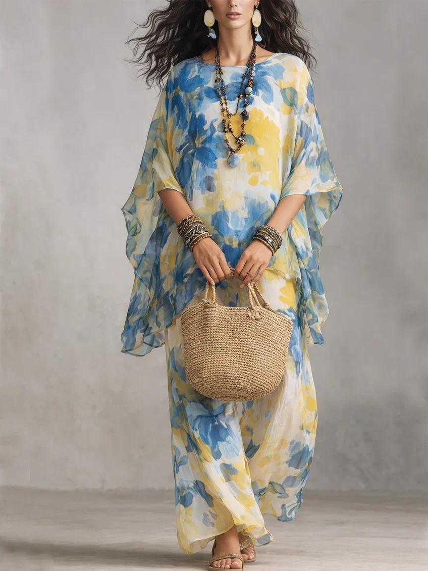 cross-border fashion new European and American summer new elegant holiday style dress temperament loose two-piece set S