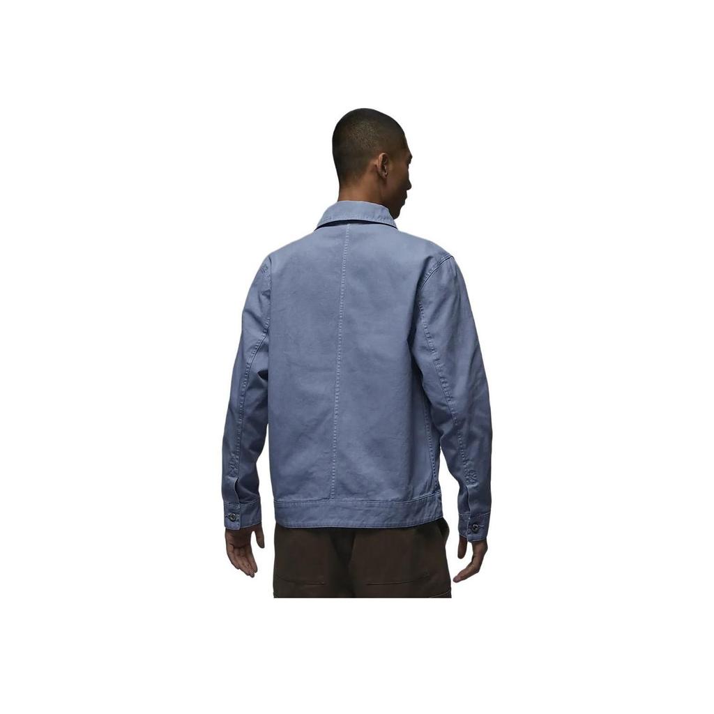 Jordan Essentials Solid Color Polo Casual Buttoned Jacket Men Jackets Blue Grey FN4528-436