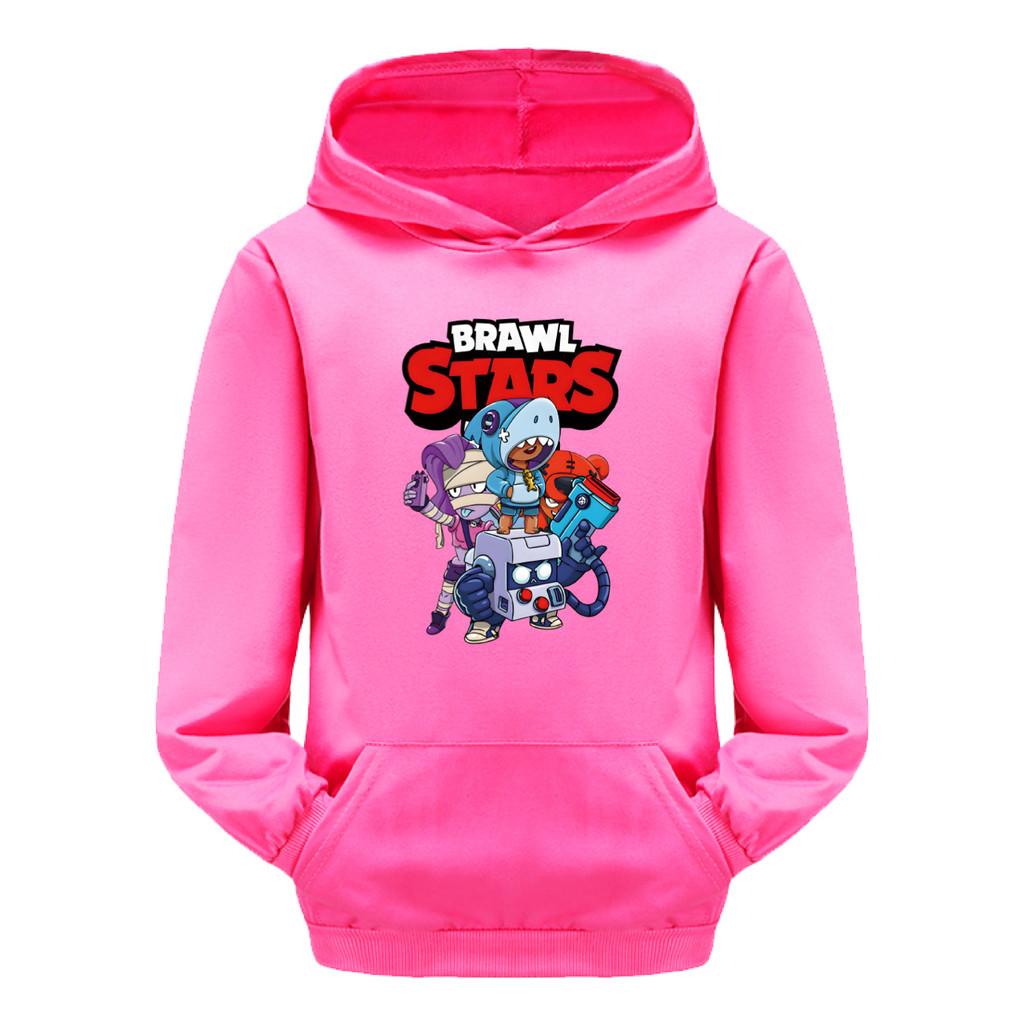 4093 Felpe con Cappuccio e Tasca Stampate Brawl Stars per Bambini e Bambine